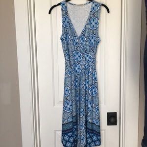 Faux wrap v-neck dress